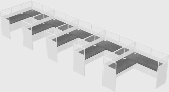 Shared l-shaped cubicle