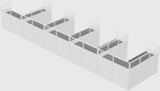 Shared l-shaped cubicle