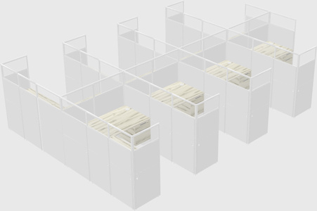 Shared l-shaped cubicle