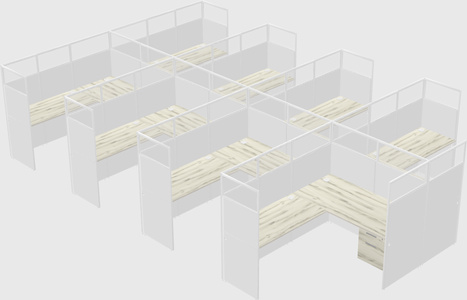 Shared l-shaped cubicle
