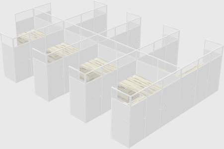 Shared l-shaped cubicle