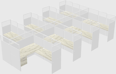 Shared l-shaped cubicle