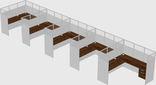 Shared l-shaped cubicle