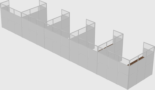 Shared l-shaped cubicle
