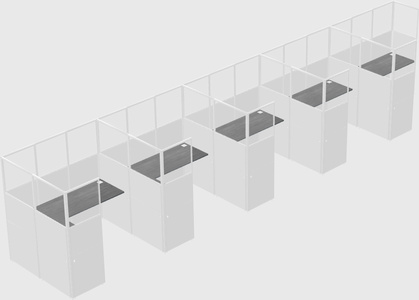 Shared l-shaped cubicle