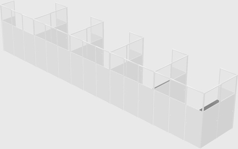 Shared l-shaped cubicle