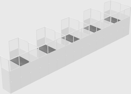 Shared l-shaped cubicle