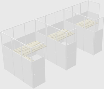 Shared l-shaped cubicle