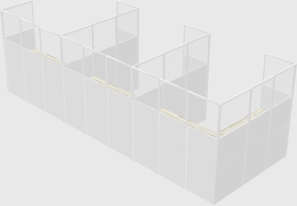 Shared l-shaped cubicle