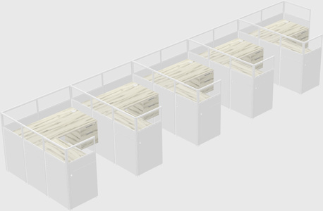 Shared l-shaped cubicle