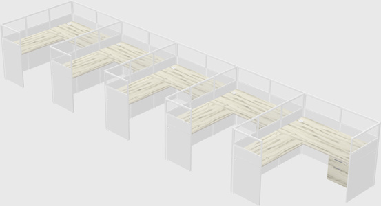 Shared l-shaped cubicle