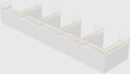 Shared l-shaped cubicle