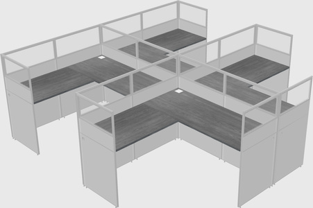 Shared l-shaped cubicle