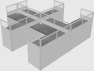 Shared l-shaped cubicle