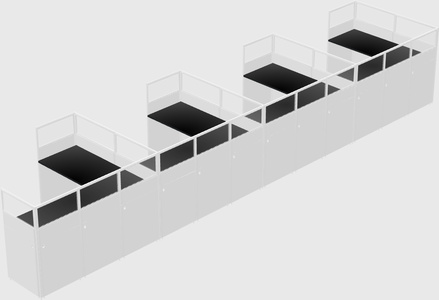 Shared l-shaped cubicle