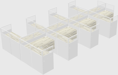 Shared l-shaped cubicle