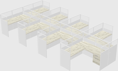Shared l-shaped cubicle
