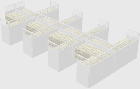 Shared l-shaped cubicle