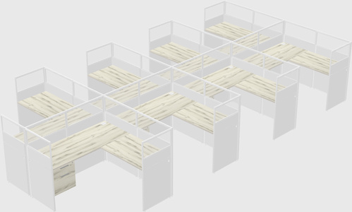 Shared l-shaped cubicle
