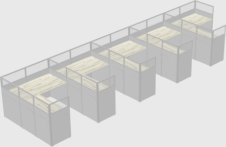 Shared l-shaped cubicle