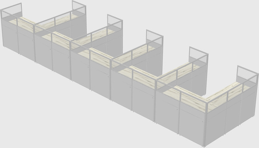 Shared l-shaped cubicle