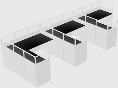 Shared l-shaped cubicle