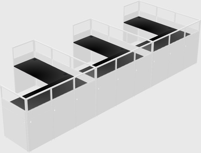 Shared l-shaped cubicle