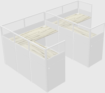 Shared l-shaped cubicle