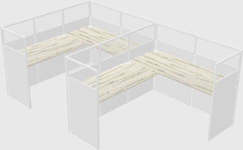 Shared l-shaped cubicle