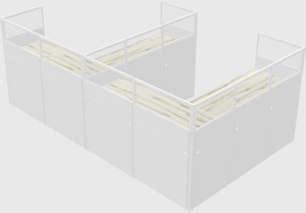 Shared l-shaped cubicle