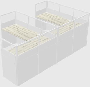Shared l-shaped cubicle