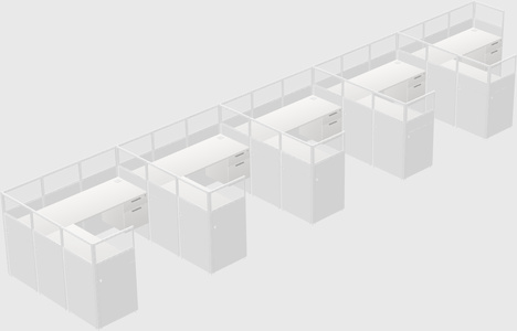 Shared l-shaped cubicle