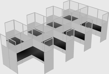 Shared l-shaped cubicle