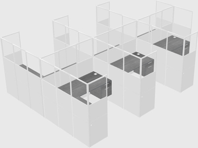 Shared l-shaped cubicle