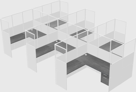 Shared l-shaped cubicle