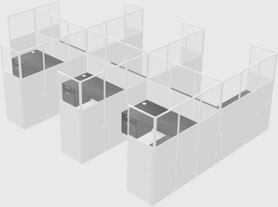 Shared l-shaped cubicle