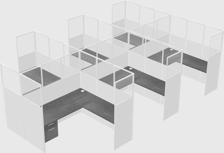 Shared l-shaped cubicle