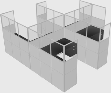 Shared l-shaped cubicle