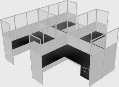 Shared l-shaped cubicle