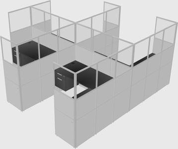 Shared l-shaped cubicle
