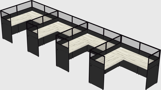Shared l-shaped cubicle