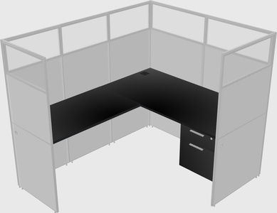 Shared l-shaped cubicle