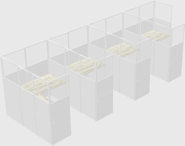 Shared l-shaped cubicle