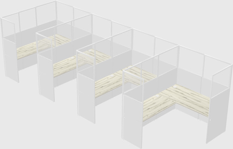 Shared l-shaped cubicle