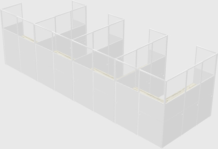 Shared l-shaped cubicle