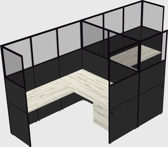 Shared l-shaped cubicle