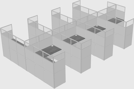 Shared l-shaped cubicle