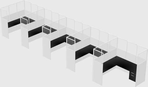 Shared l-shaped cubicle