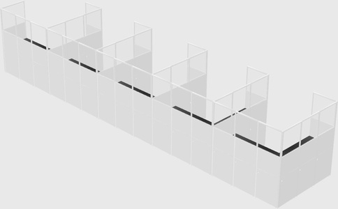 Shared l-shaped cubicle