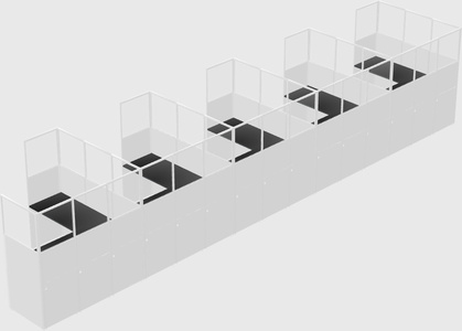 Shared l-shaped cubicle